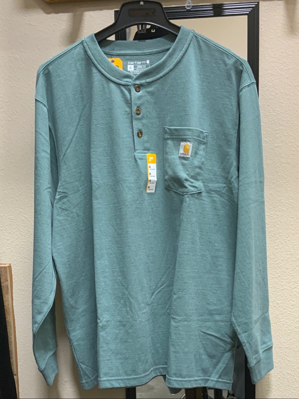 Carhartt Long-Sleeve Henley in Teal Green